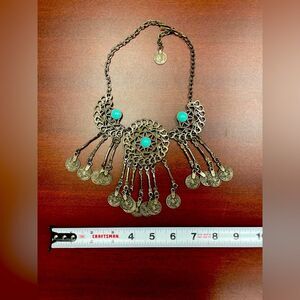 Urban Outfitters Blue Turquoise Boho Coin Bib Necklace